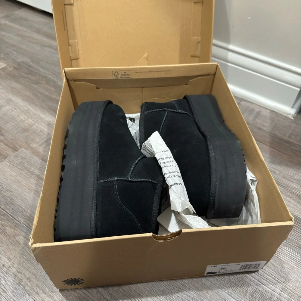 UGG Classic Ultra Mini Platform Black Suede Boots